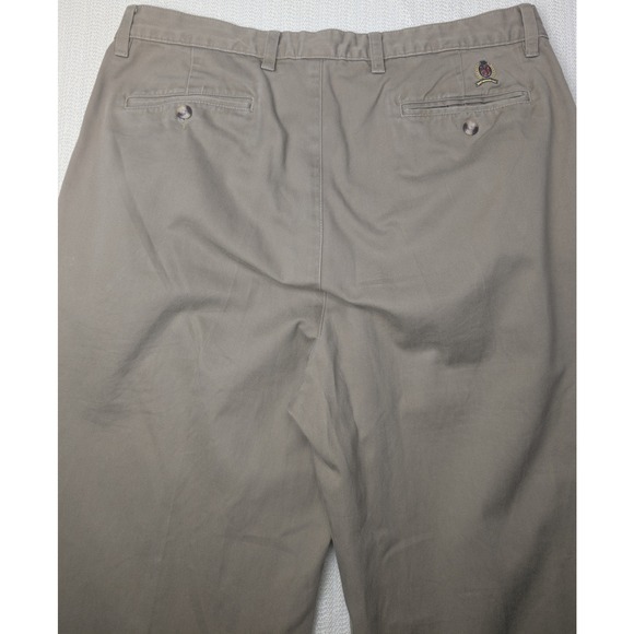 Vintage Tommy Hilfiger Men's‎ Brown Khaki Pleated Pants Cuffed Size 36x32 Preppy - Picture 5 of 5